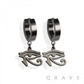 PAIR OF 316L SS EARRINGS WITH EGYPTIAN EYE DANGLE