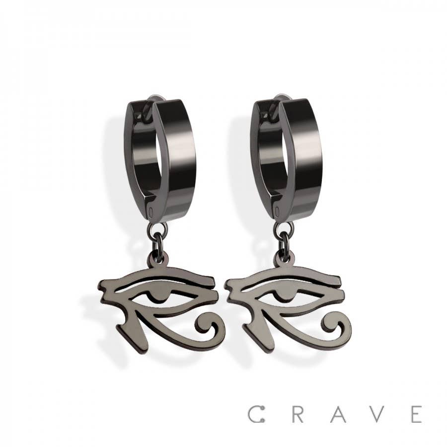 PAIR OF 316L SS EARRINGS WITH EGYPTIAN EYE DANGLE