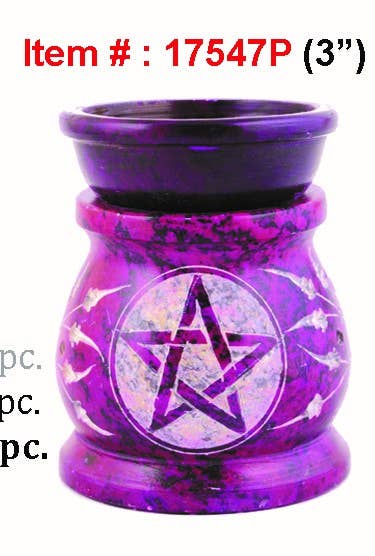Stone Oil Burner (3 in.) - Purple Pentacle