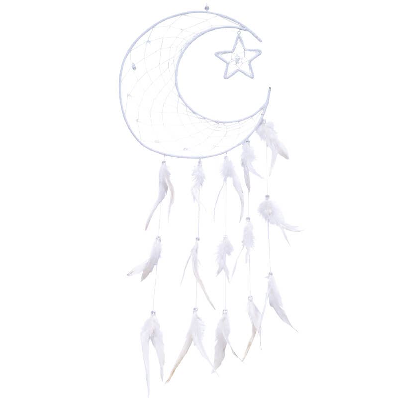 White Half Moon With Star Dreamcatcher