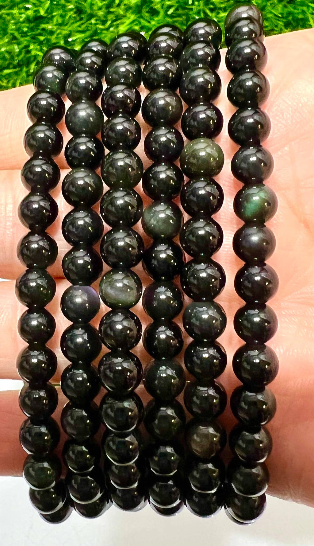 6mm Rainbow Obsidian Crystal Healing Bracelets 7.5" Stretch