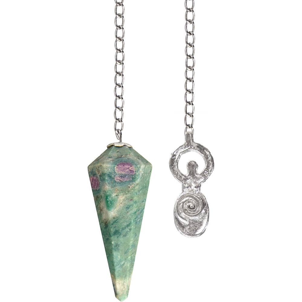 Pendulum Hexagonal Ruby Zoisite Spiral Goddess (Each)