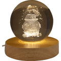 Glass Crystal Ball - 3D Laser Engraved w/Wood LED Light