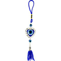 Glass Evil Eye Talisman - Puffed Heart w/ Beaded Tassel