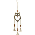 Brass Bell Chime Owl w/ Brown Beads