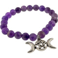 Elastic Bracelet - Amethyst w/ Pentacle - Triple Moon