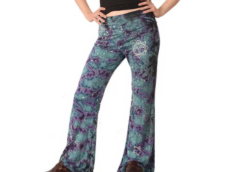 Shooting Star Spandex Blend Tye Dye Block Print Yoga Pants