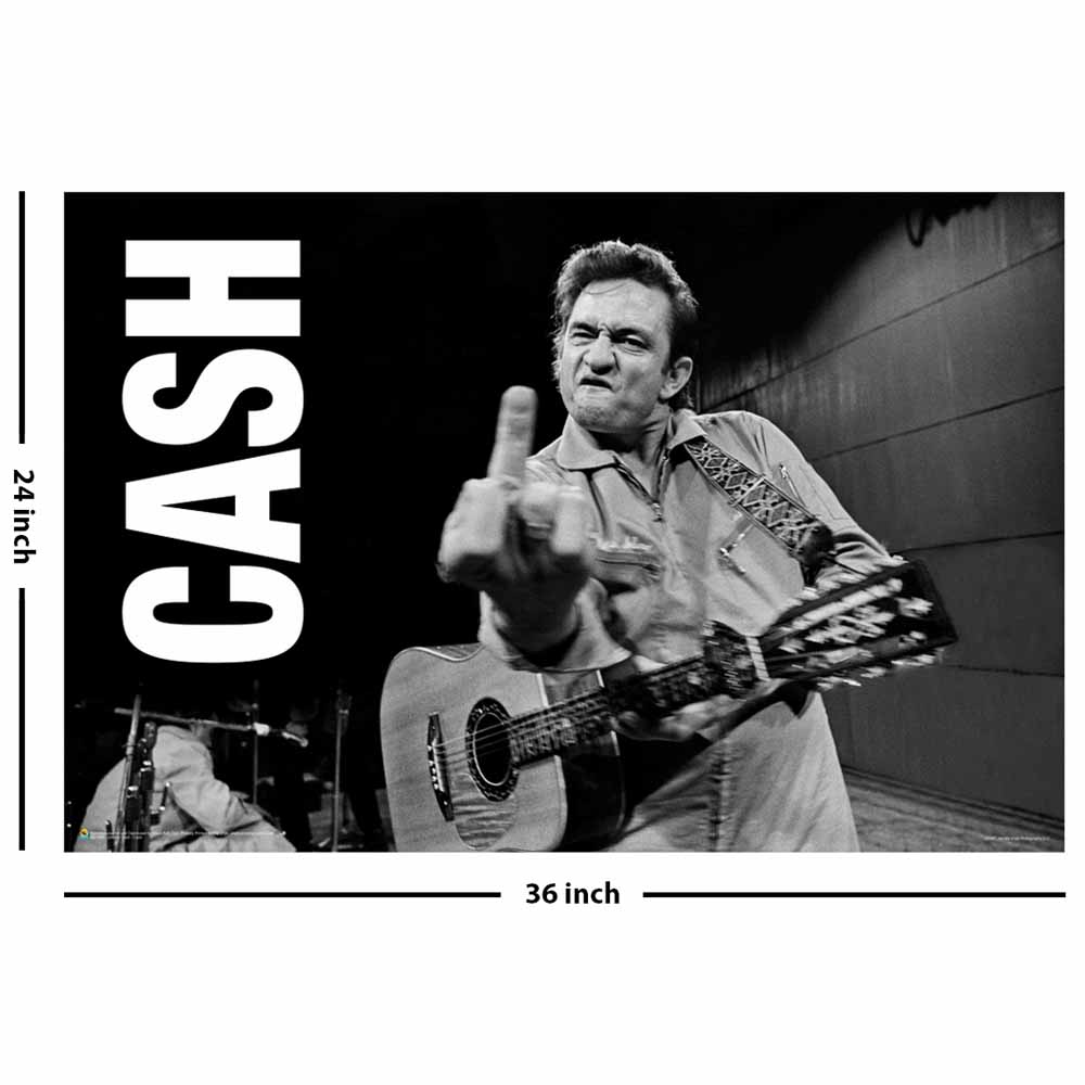 Johnny Cash Middle Finger San Quentin Poster - 36" x 24"