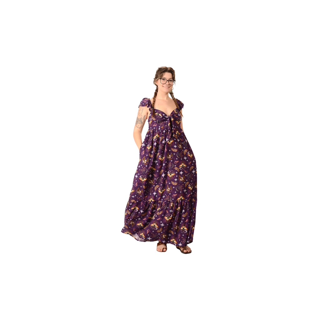 Moon Moth Rayon Tie-Front Maxi Dress