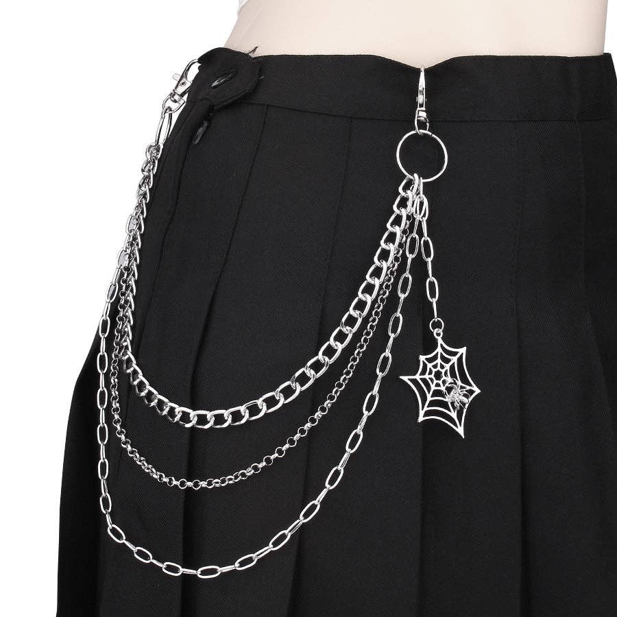 Trendy Punk Style Metal Spider Web Chain for Jeans