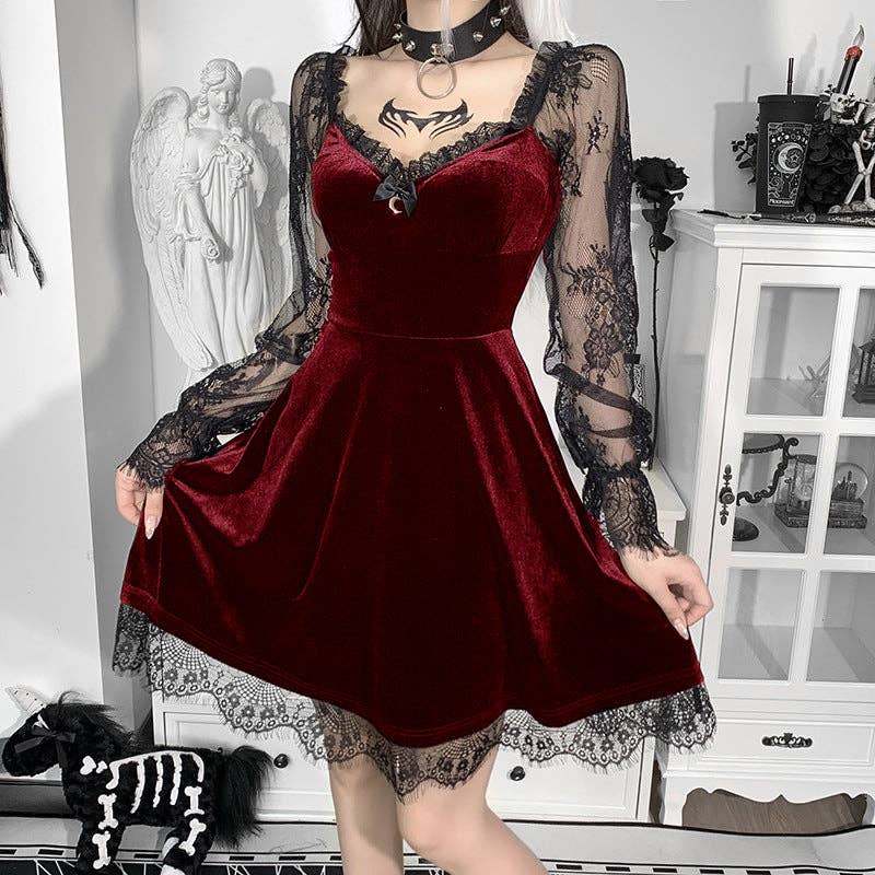 Dark Hip-Hop Lace Dress Elegant Fit