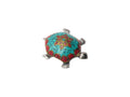 Turquoise and Coral Inlay Turtle Metal Incense Burner