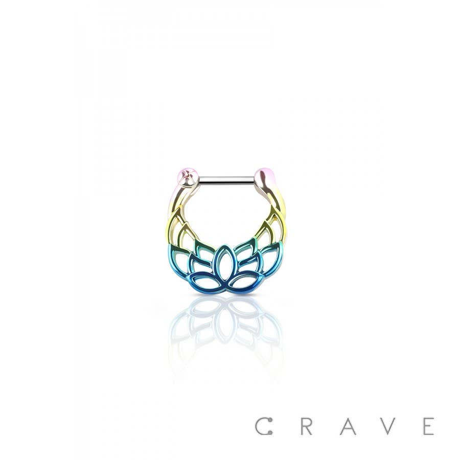 LOTUS LEAF PATTERNED HOOP SEPTUM CLICKER