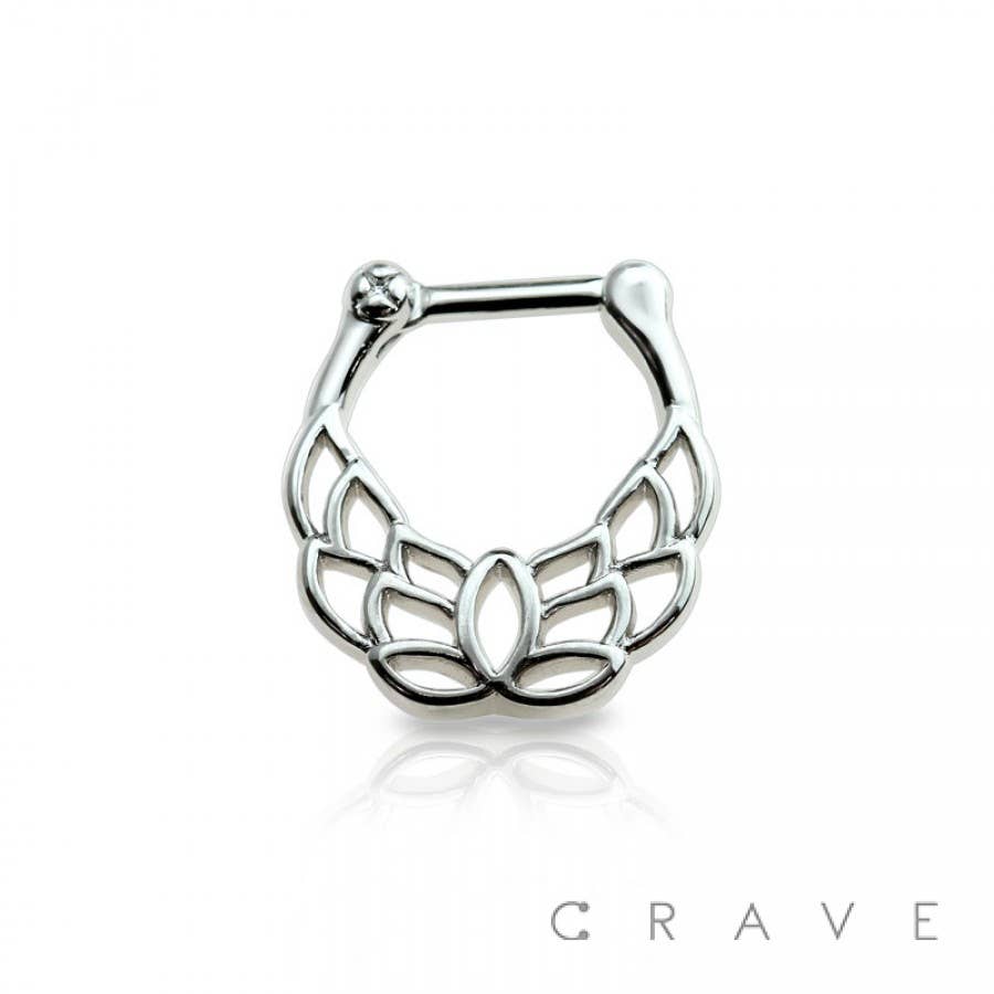 LOTUS LEAF PATTERNED HOOP SEPTUM CLICKER