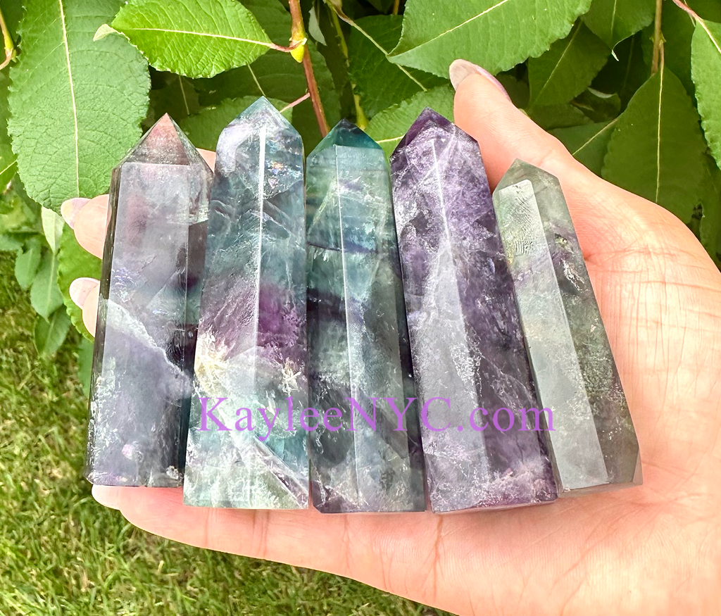 Natural Fluorite Obelisk Tower Point Crystal Healing