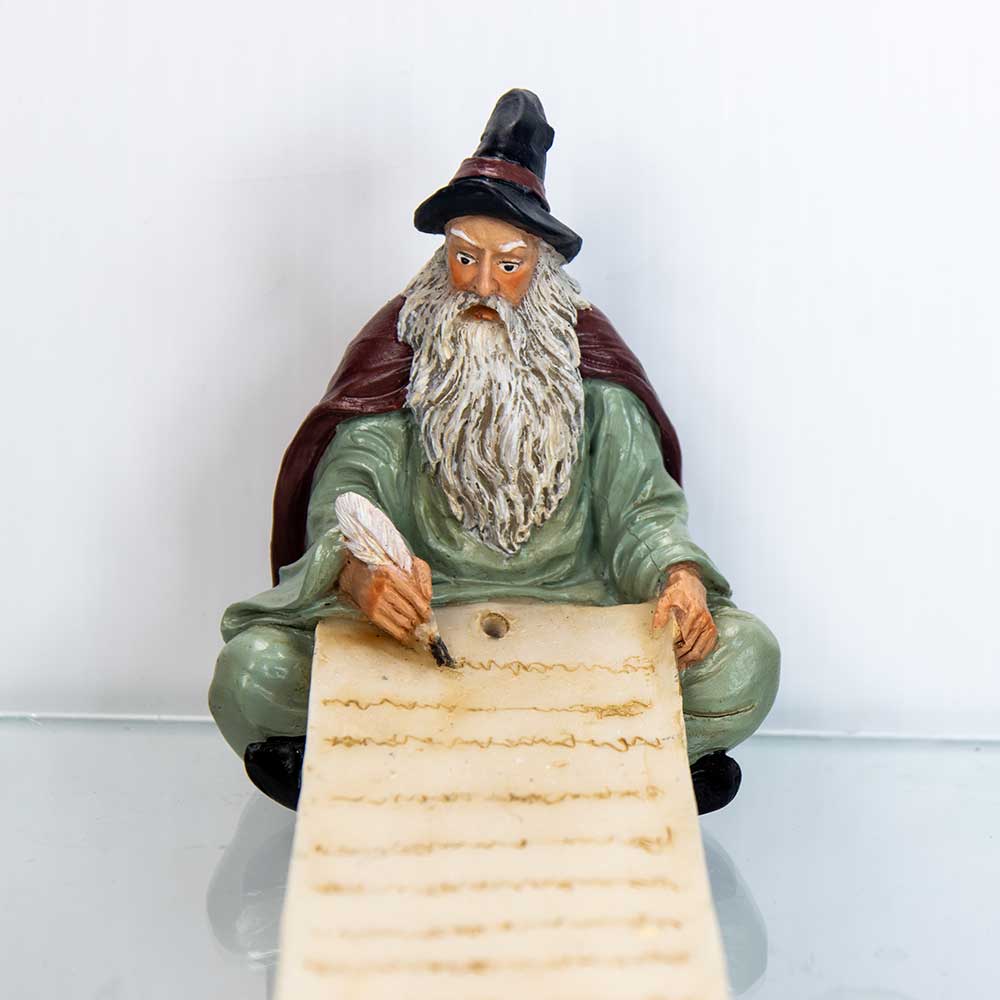 Polyresin Incense Holder - Wizard w/ Magic Scroll