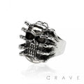 SS SKELETON HAND OVER SKULL BIKER RING