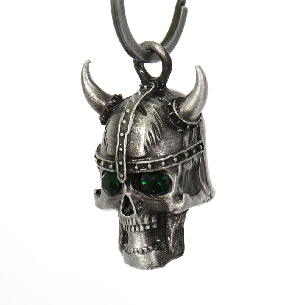 Hot Leathers Viking Skull Green Stones Bell