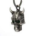 Hot Leathers Viking Skull Green Stones Bell