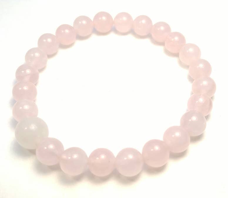 Large Size Rose Quartz Beaded Bracelet Wrist Mala 8mm