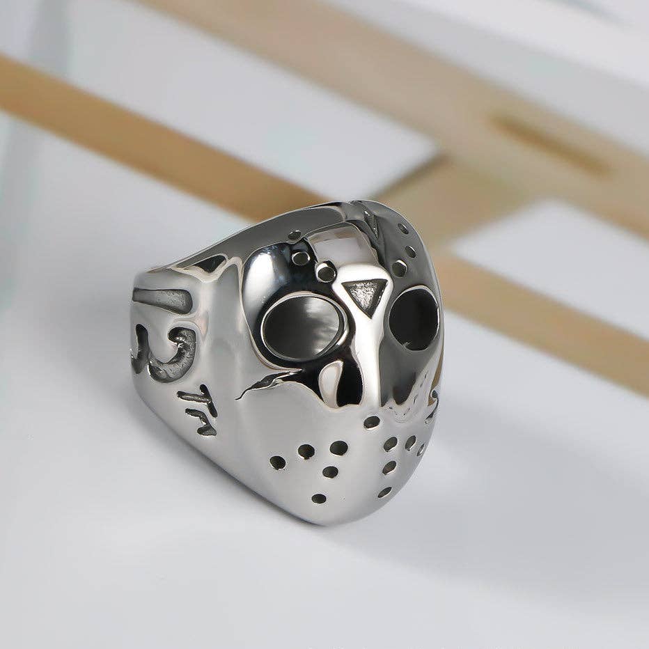 Punk Skull Titanium Steel Ring Men's Unisex Adjustable Ring