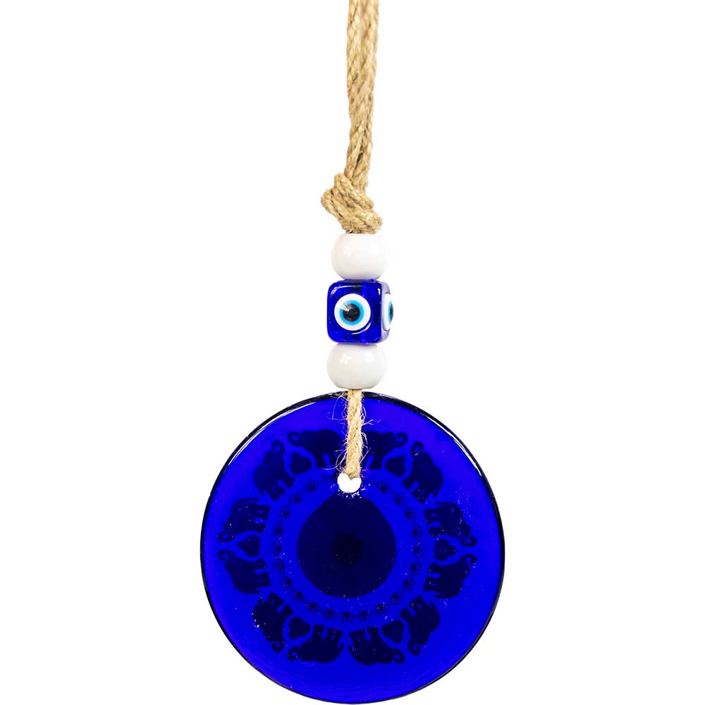 Glass Evil Eye Wall Hanging Talisman Circle of Fatima Hands