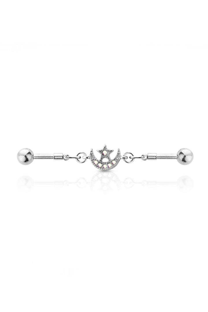 STAR&MOON LINKED 316L SURGICAL STEEL INDUSTRIAL BARBELL