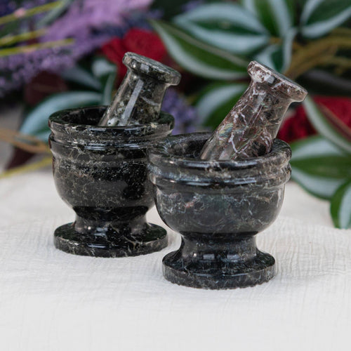 Black Zebra Mortar and Pestle.