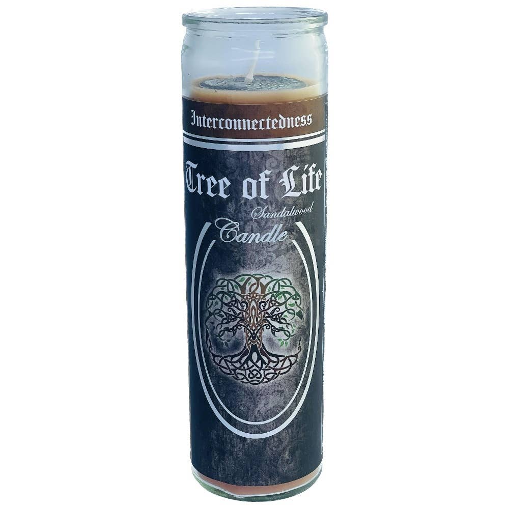 7 Day Glass Ritual Candle - Tree of Life - Sandalwood