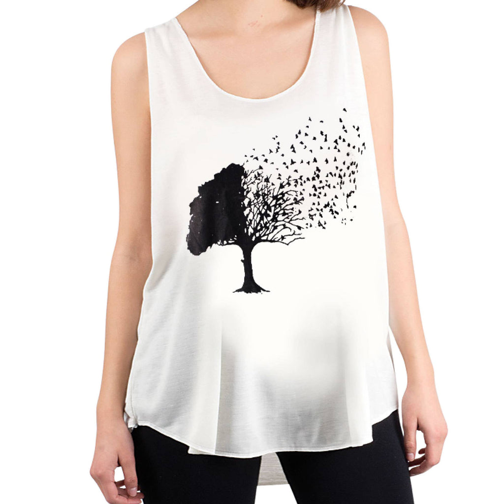BIRDS FLYING AWAY GRAPHIC TANK TOP