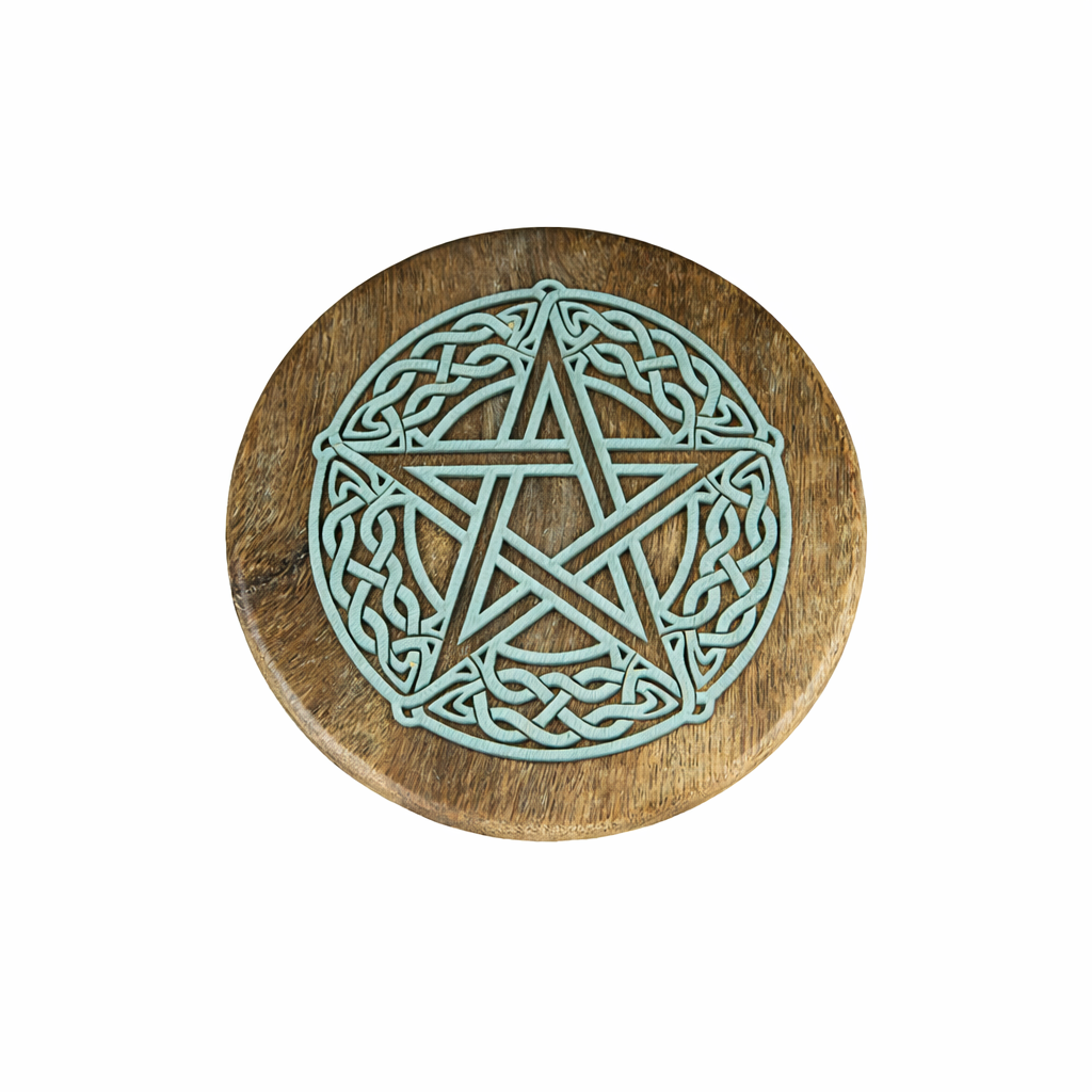 Wooden Altar Stool - Celtic Pentacle (6 x 4 in.)