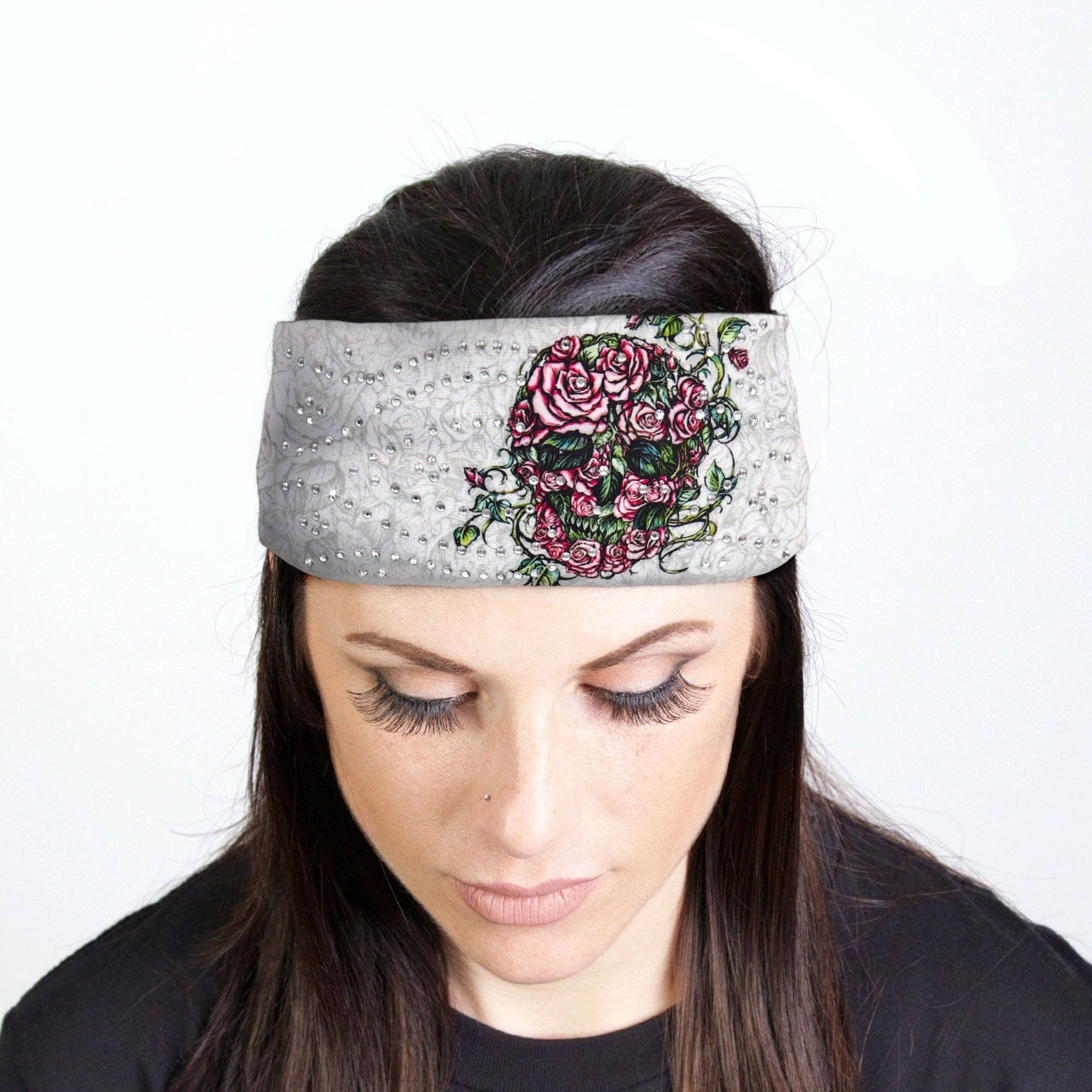 Bling Bands Rose Skulls Rhinestone Crystal Headband Wraps