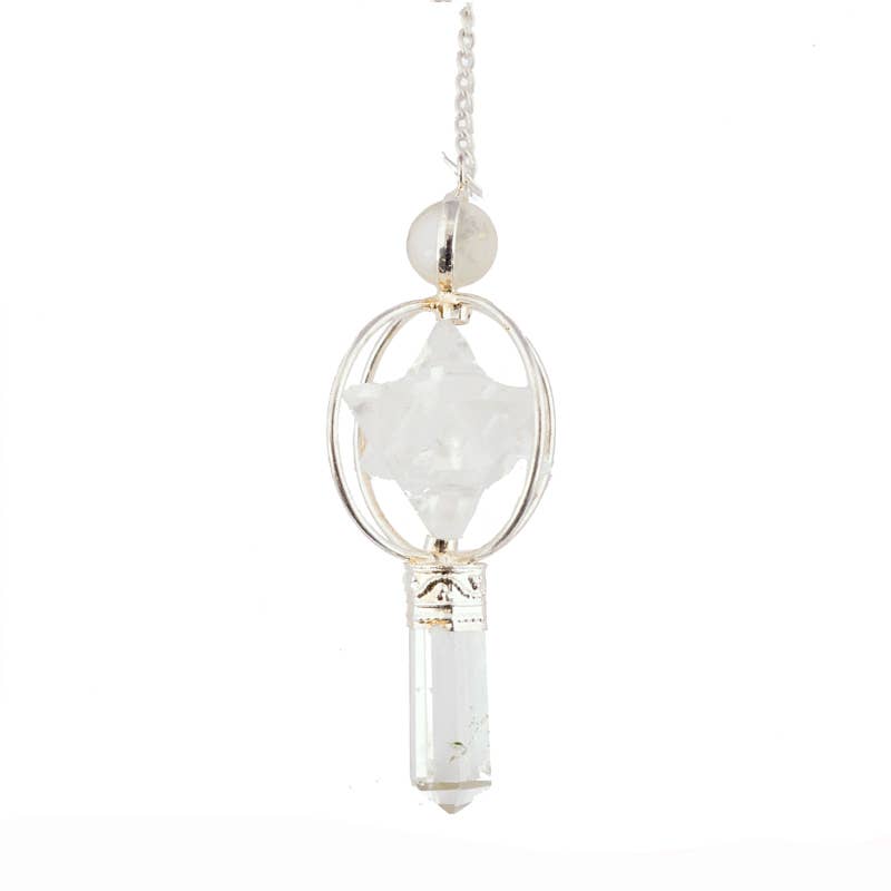 Clear Quartz Merkaba Spinning Pendulum
