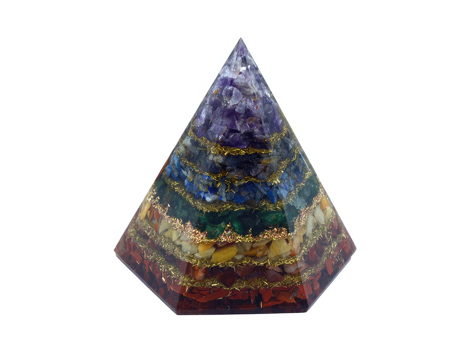 Chakra Gemstone Organite Pyramid Statue