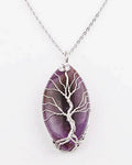 Tree of Life Necklace with Oval Amethyst Crystal