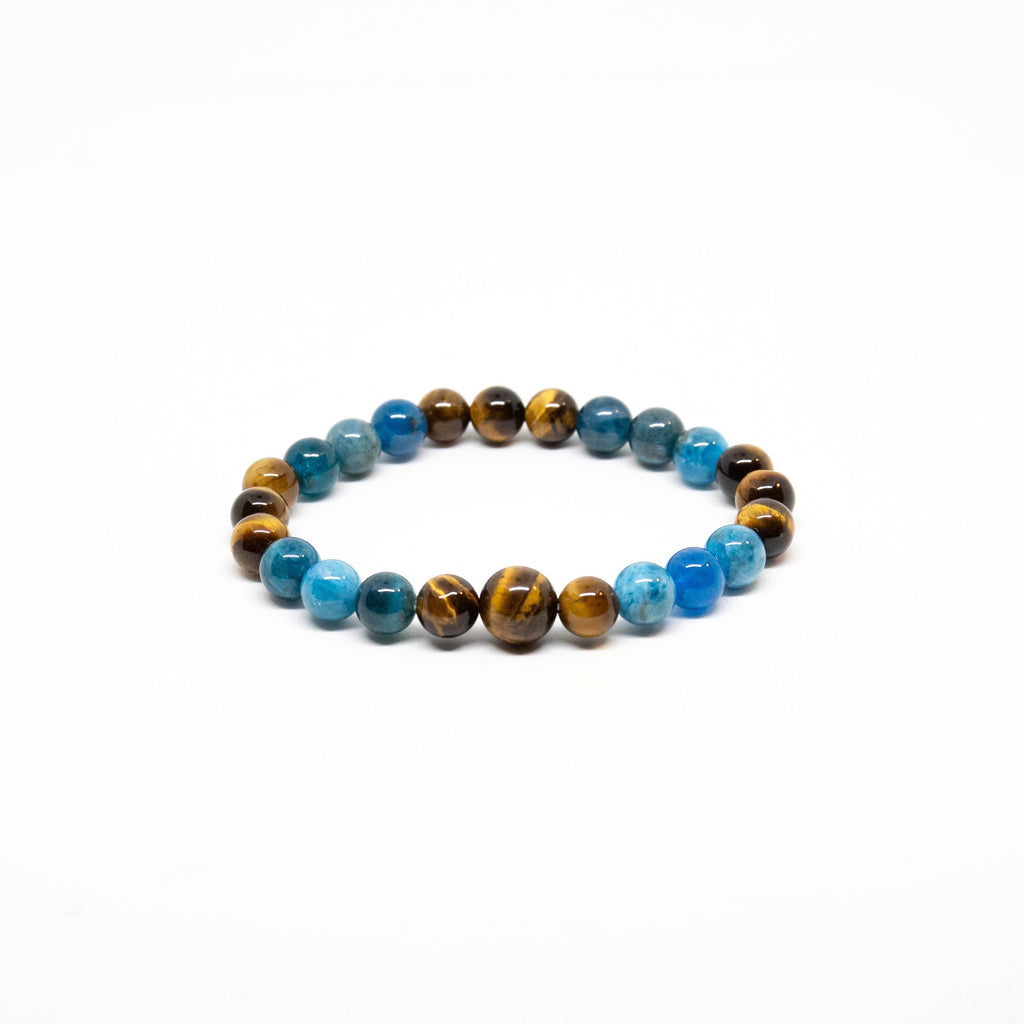 Apatite & Tiger's Eye Beaded Bracelet - Wrist Mala - 8mm
