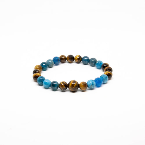 Apatite & Tiger's Eye Beaded Bracelet - Wrist Mala - 8mm
