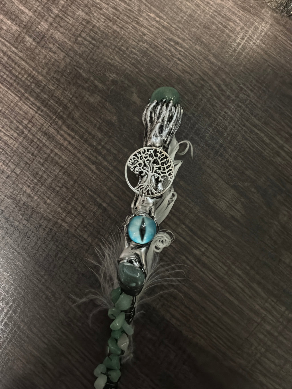 Magic Wand - Green Aventurine Blue Dragon Eye & Tree