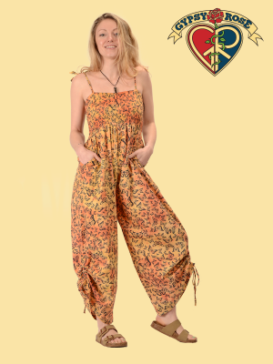 Tye Dye Cotton Butterfly Print Jumper/Overalls