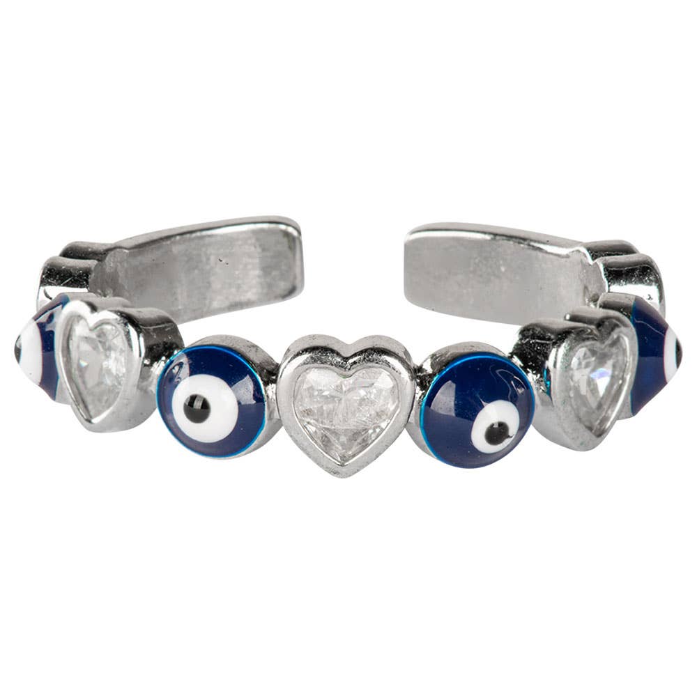 EVIL EYE HEART ADJUSTABLE RING