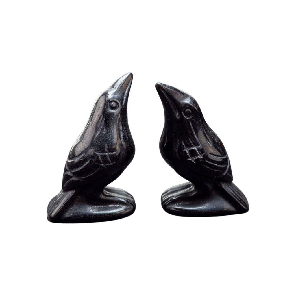 Hand Carved Obsidian Crow.