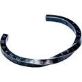 Stainless Steel Viking Twist Cuff Bracelet-Nordic Runes Blk