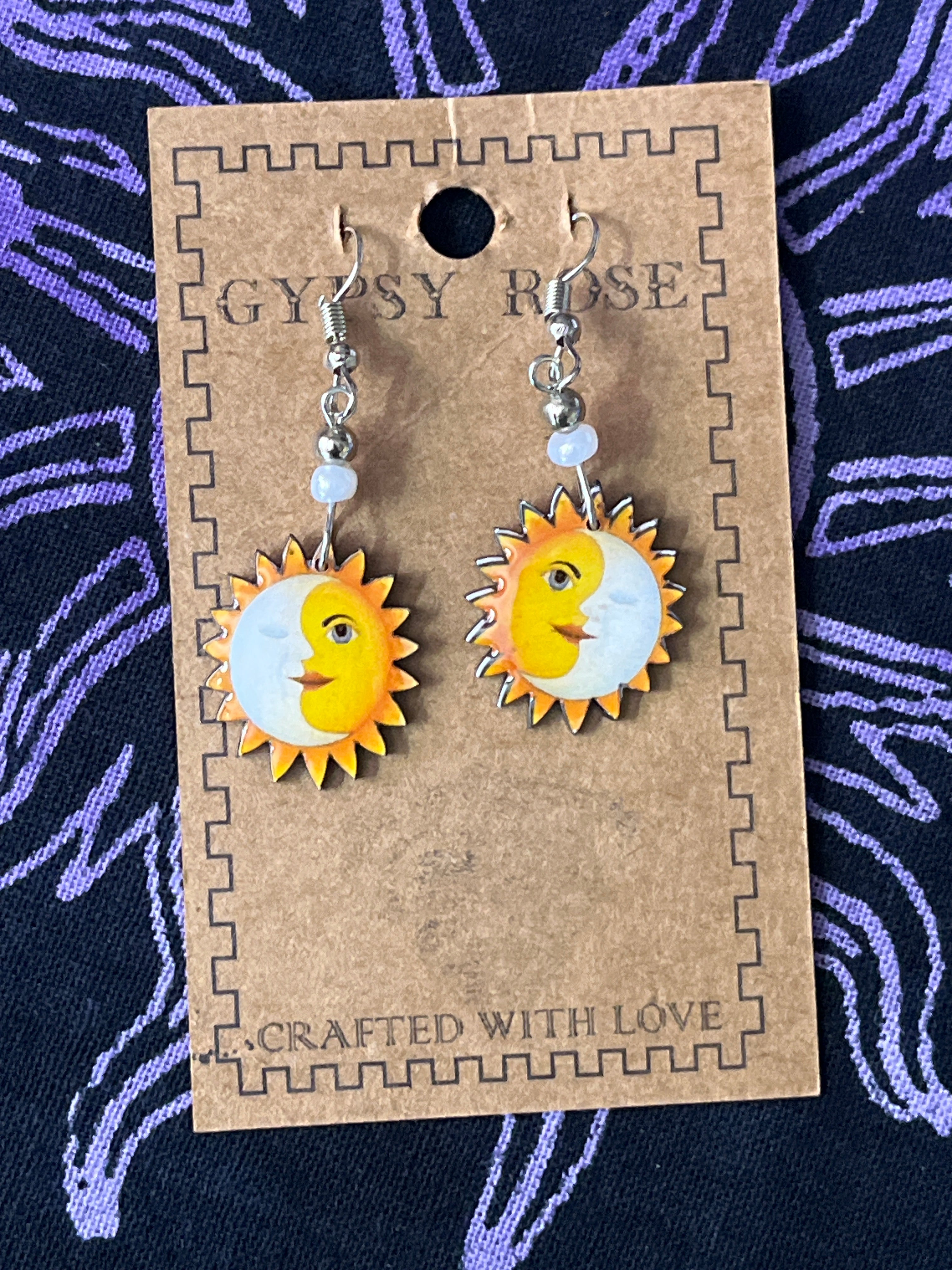 ACRYLIC SUN AND MOON EARRINGS