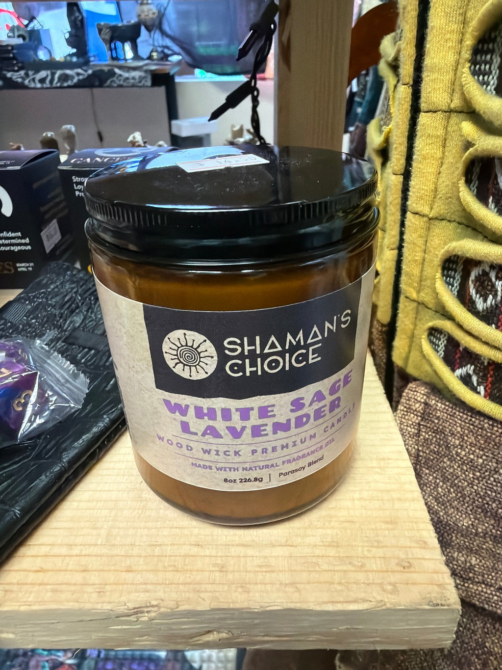 White Sage Lavender Scented Wood Wick 8 oz Premium Candle