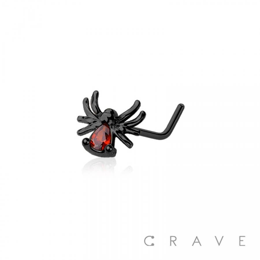 SPIDER 316L SURGICAL STEEL L-SHAPE NOSE STUD