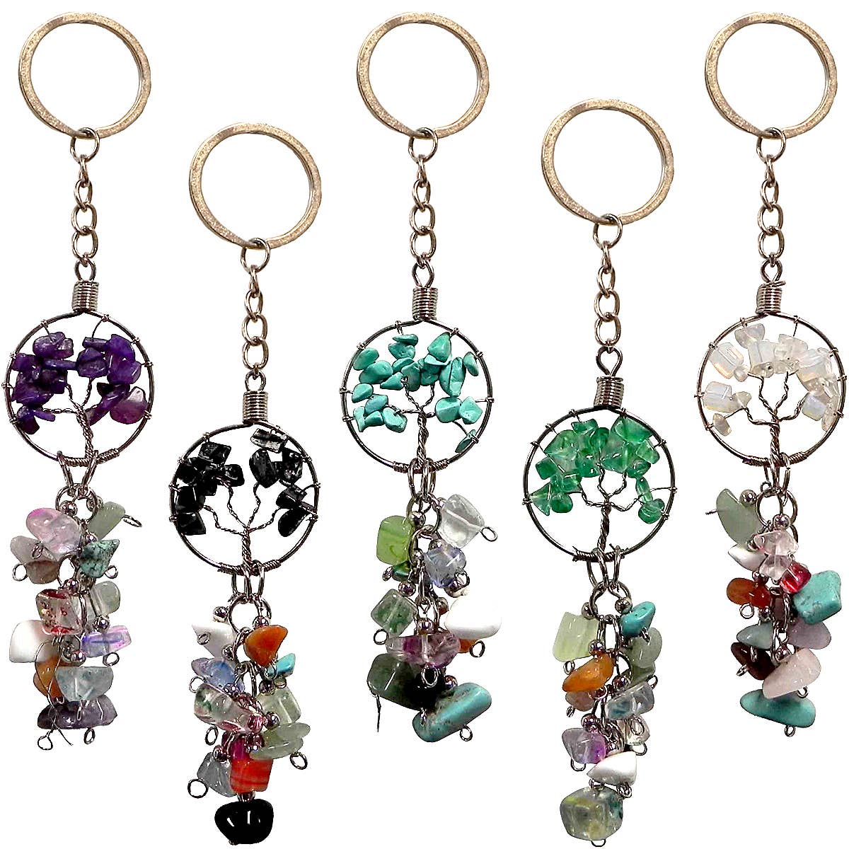 TREE OF LIFE STONE CHIPS KEYCHAIN