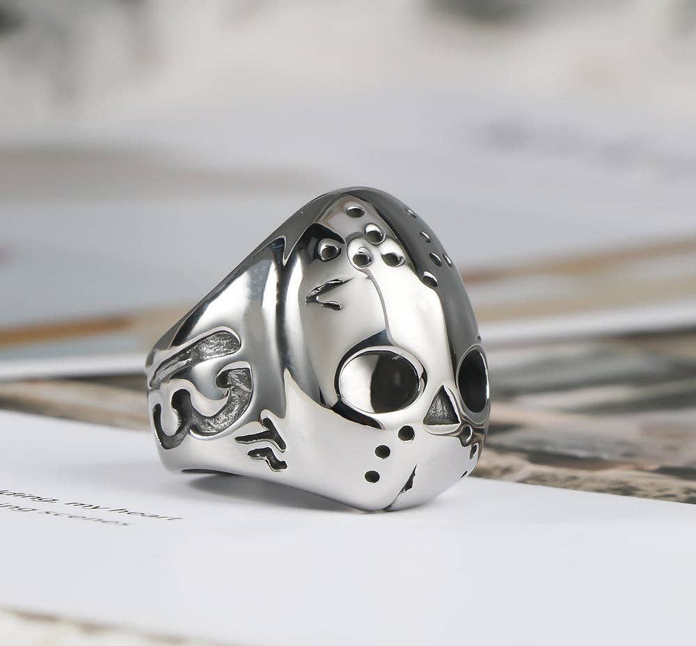 Punk Skull Titanium Steel Ring Men's Unisex Adjustable Ring