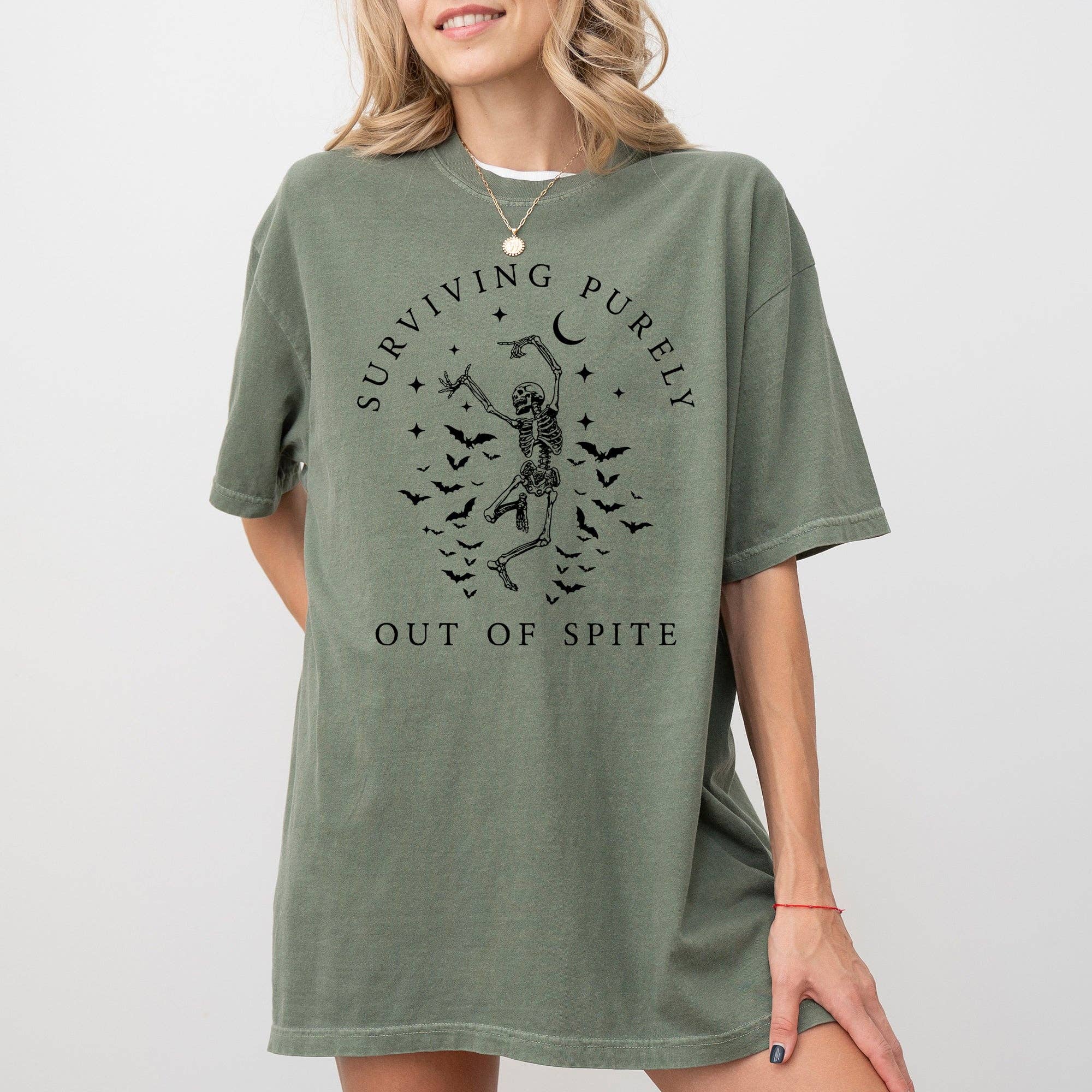 Surviving Purely Out of Spite, Skeleton Bats Halloween Shirt