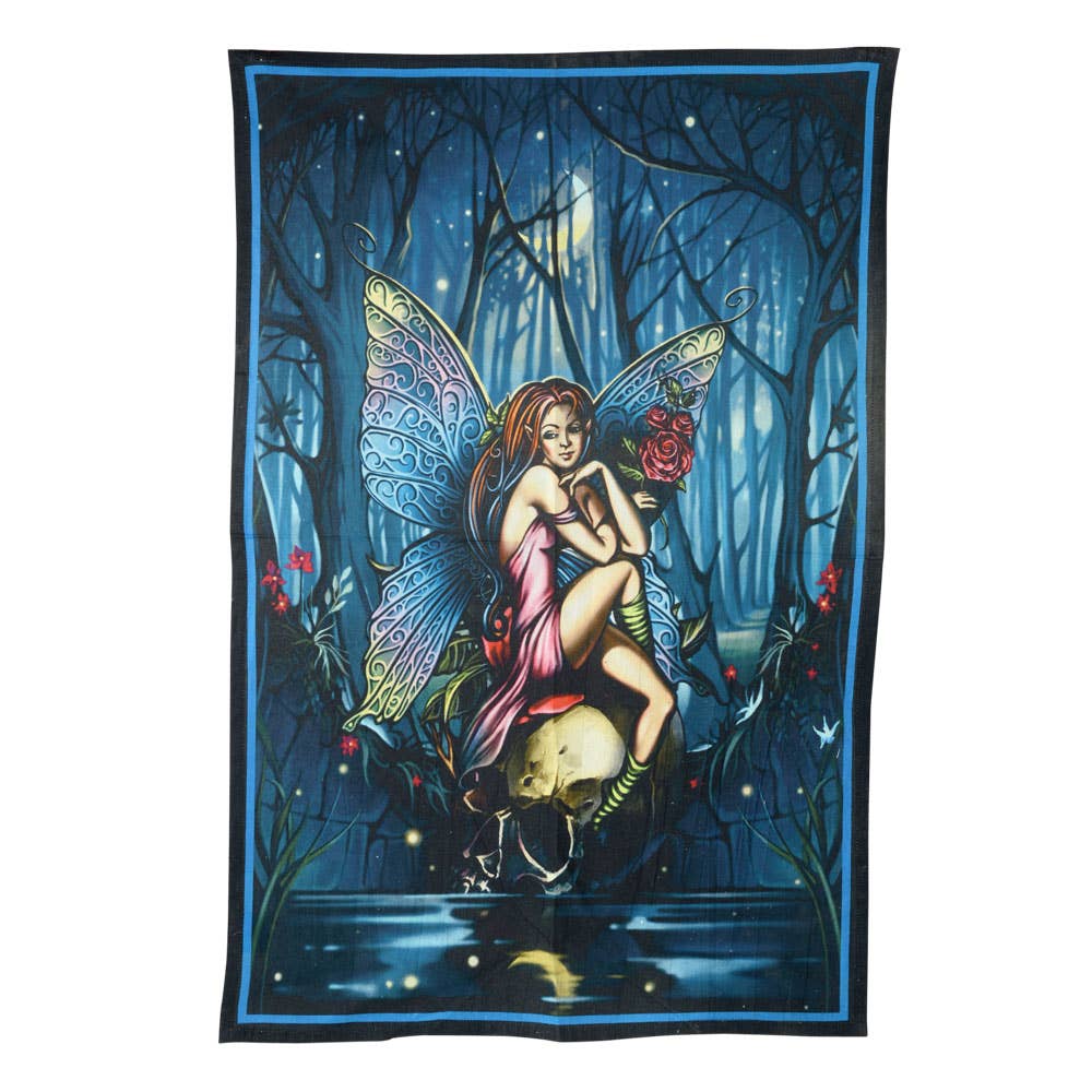 Single Fairy With Skull Tapestry