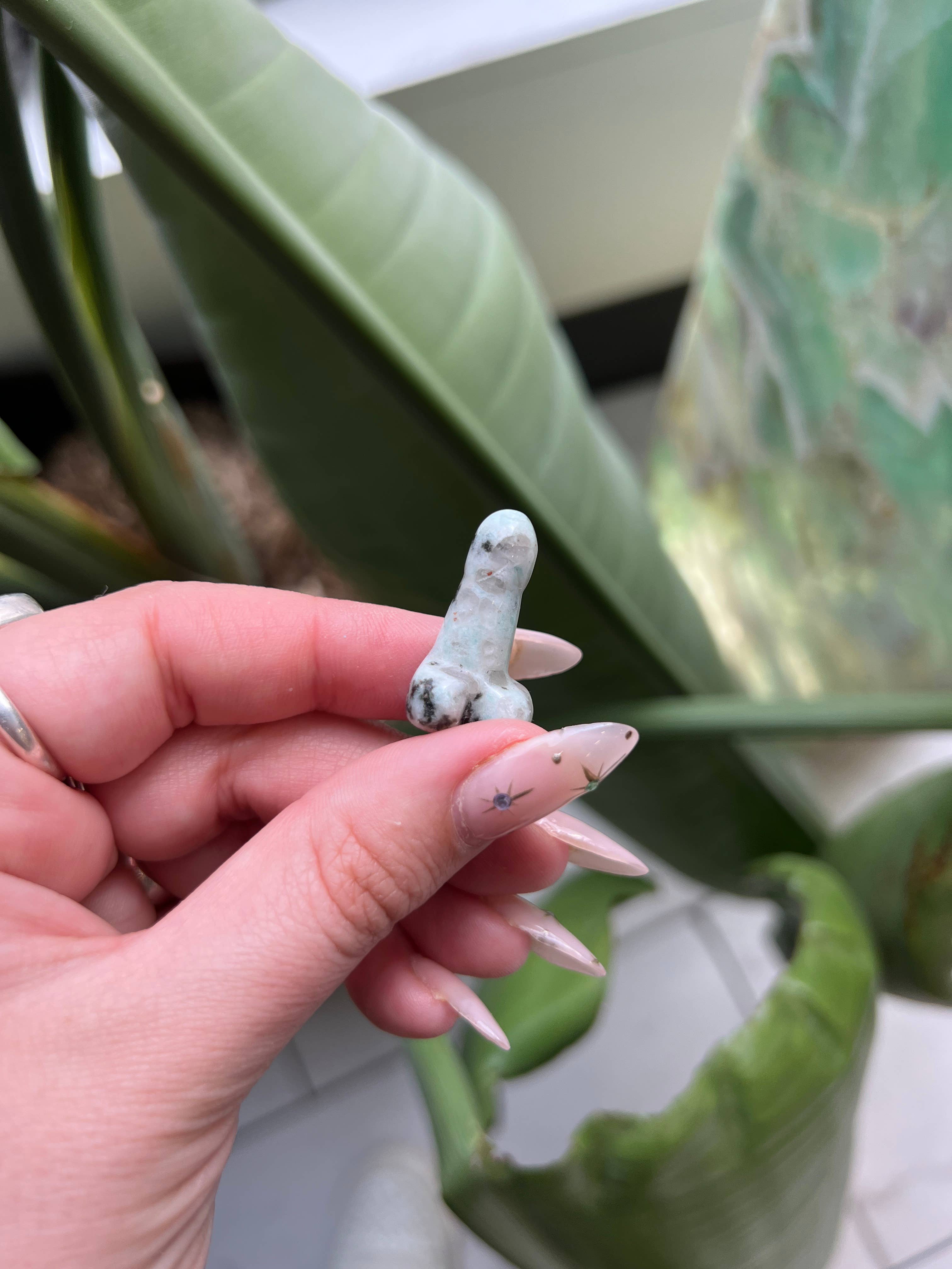 Kiwi Jasper Crystal Phallus Carving